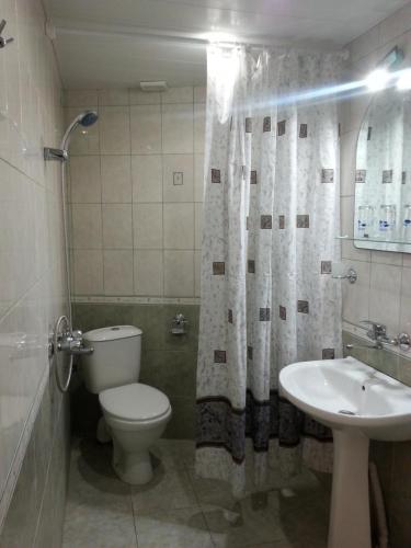 卡瓦尔纳Rai Hotel的一间带卫生间和水槽的浴室