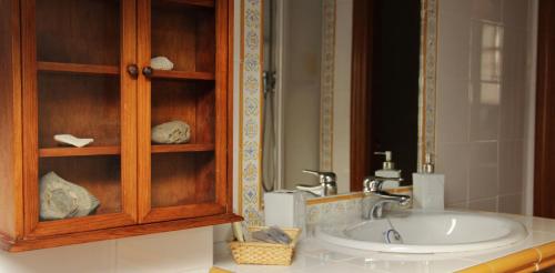比利亚维西奥萨Trisqueles y Buganvillas的一间带水槽和药柜的浴室
