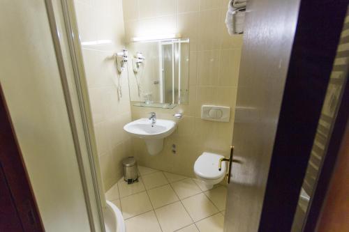 萨拉热窝Hotel M3的一间带水槽和卫生间的小浴室