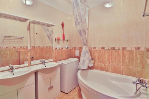 布拉格景宽敞公寓的一间浴室