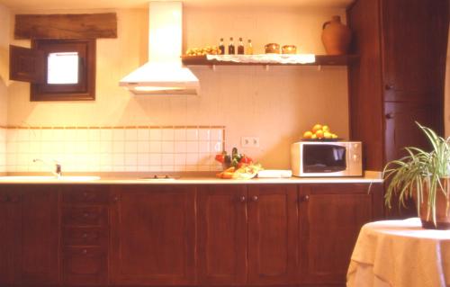 比利亚尔瓦德拉谢拉尼丽亚乡村旅馆的厨房配有水槽和微波炉