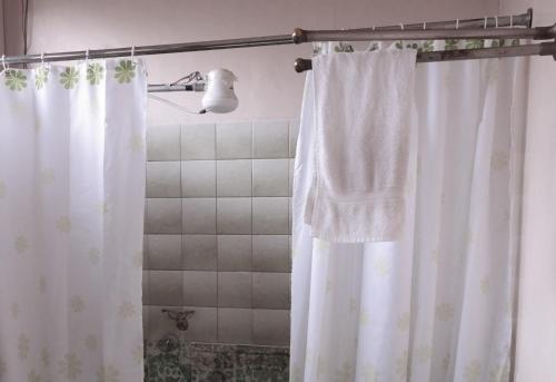 克萨尔特南戈塞贝尔旅舍的带淋浴和浴帘的浴室