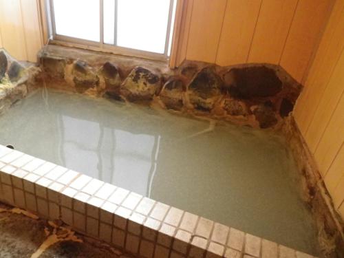 箱根福島感旅馆的游泳池,浴室设有窗户