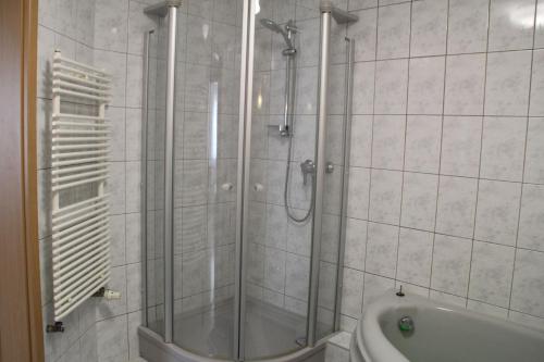 巴特申博恩维克利萨公寓的带淋浴、浴缸和卫生间的浴室