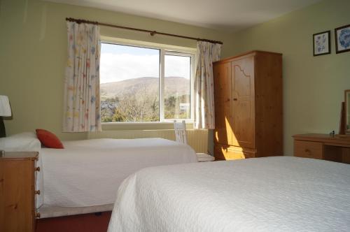 安纳斯考尔阿德瑞林酒店的酒店客房设有两张床和窗户。