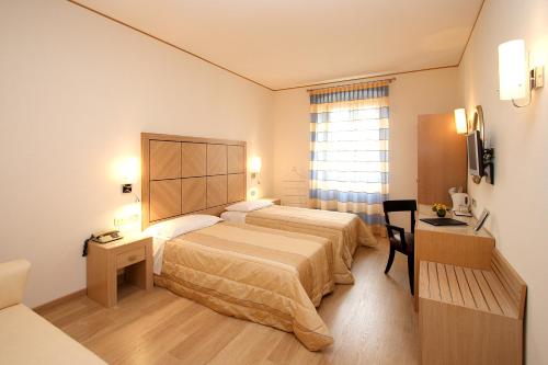 的里雅斯特罗马酒店的酒店客房设有床和窗户。