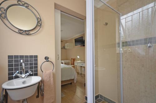 约翰内斯堡大街8号住宿加早餐旅馆的带淋浴、盥洗盆和镜子的浴室