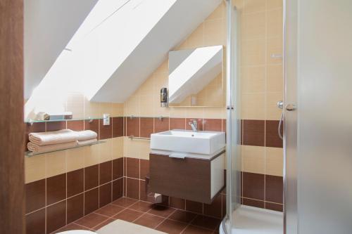 波达雅斯卡SISI旅馆 的一间带水槽和镜子的浴室