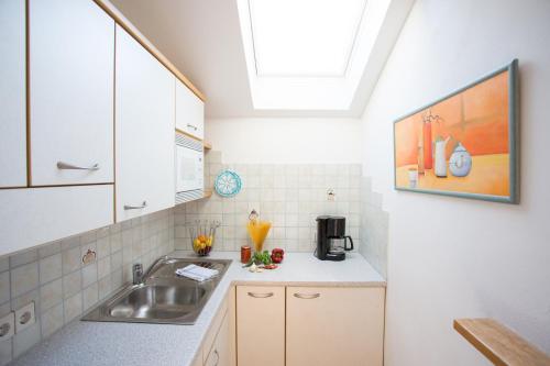 思科纳Garni Pluner的一个带水槽和窗户的小厨房