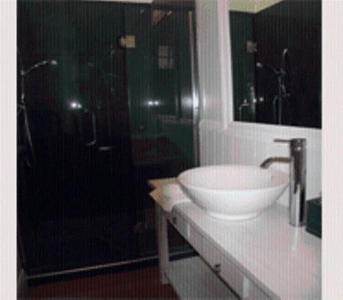 奥波诺尼欧普诺尼酒店的一间带水槽和淋浴的浴室