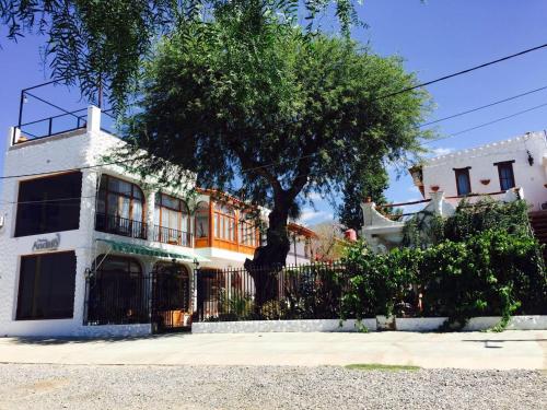 卡法亚特Hostal Andino - Adults Only的前面有一棵树的白色房子