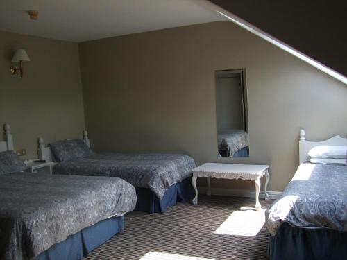 基拉尼汉墨尼酒店-格雷恩小屋的酒店客房,设有两张床和镜子