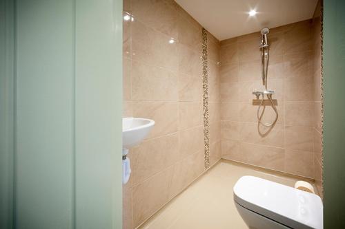 卢顿威廉国王酒店的一间带卫生间和水槽的浴室