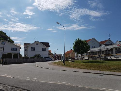 弗加尔巴卡Fjällbacka的街上有房子和路灯