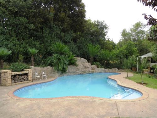 约翰内斯堡道顿旅馆的一座大游泳池,位于一个树木繁茂的庭院内