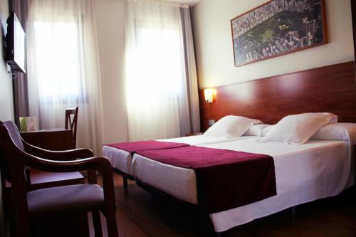 雷乌斯雷乌斯公园酒店的配有一张床和一把椅子的酒店客房