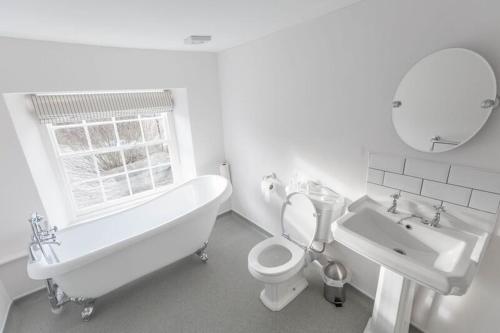 托斯特皇冠酒店的带浴缸、卫生间和盥洗盆的浴室