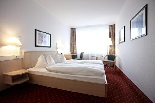 什未林什未林城际酒店 的酒店客房设有床和窗户。
