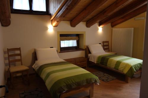 PietraporzioLa Barmo Affittacamere的客房设有两张床、椅子和窗户。