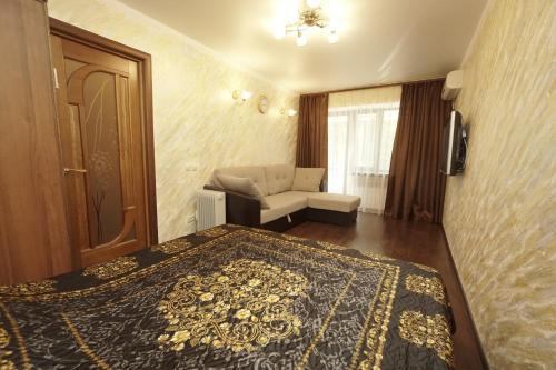 热列兹诺沃德斯克Lenina 1G Apartment的客厅配有床和沙发