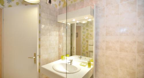 里昂Appart' Rachais的一间带水槽和镜子的浴室