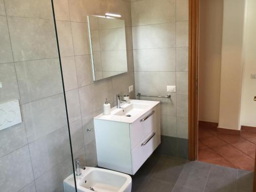 罗马特纳利夫岛罗马套房公寓的一间带水槽、卫生间和镜子的浴室