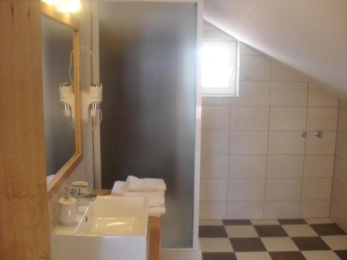 库希斯特Apartment Bogoje的一间带水槽和镜子的浴室