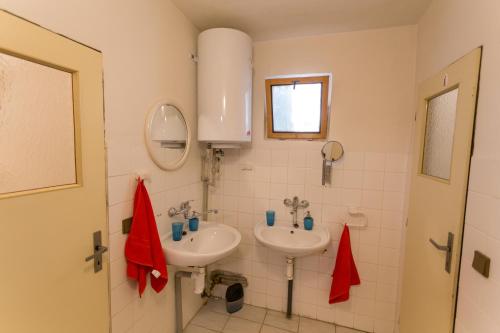 迪耶河畔弗拉诺夫Cyklochata的浴室设有2个水槽和镜子