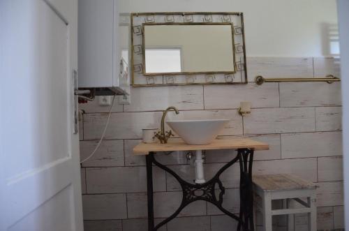 米库洛夫乌比托瓦尼罗姆度假屋的一间带水槽和镜子的浴室