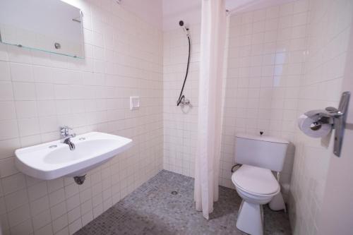 圣弗洛朗杨梅酒店的白色的浴室设有卫生间和水槽。