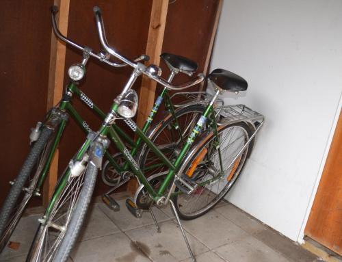 HallenOl-jons By的停在墙上的绿色自行车