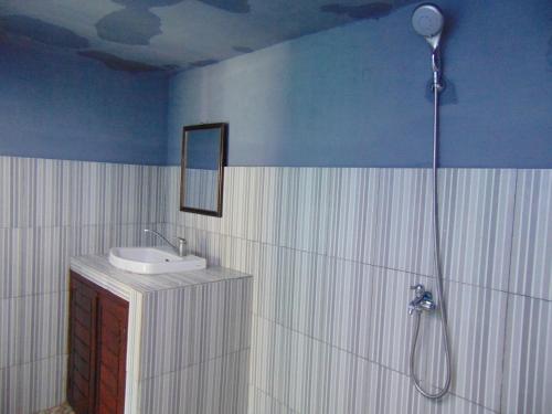 吉利特拉旺安兄弟旅馆的带淋浴和盥洗盆的浴室
