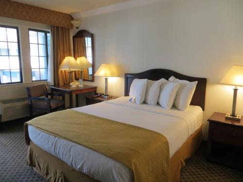 蒙特雷蒙特雷植树节旅馆的酒店客房带一张大床和一把椅子