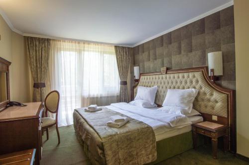 希普卡雪绒花酒店的酒店客房设有床和窗户。