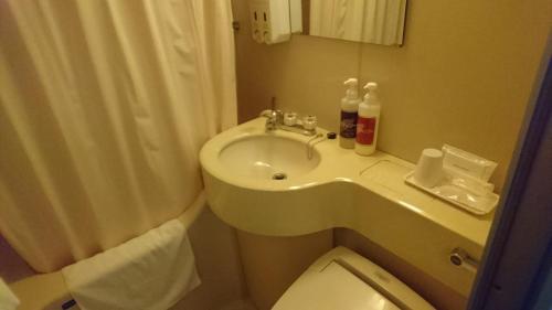姬路姬路山酒店的一间带水槽、卫生间和淋浴的浴室