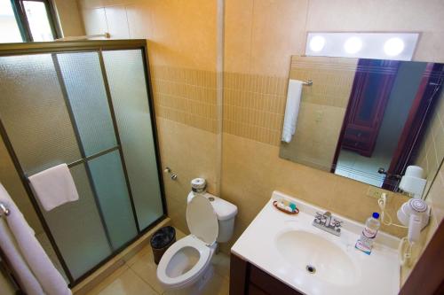 奇特雷奥祖瑞格林酒店的浴室配有卫生间、盥洗盆和淋浴。