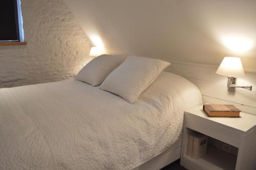 根特De Waterzooi Lodge的卧室配有白色床和床头柜