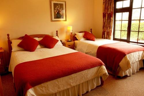 纳文阿斯罗姆尼庄园酒店的酒店客房设有两张床和窗户。