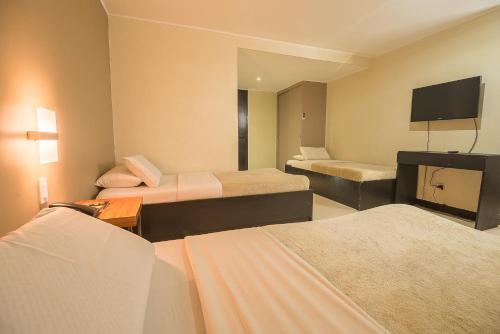 独鲁万亚洲之星酒店 的酒店客房设有两张床和一台平面电视。