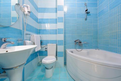 斯梅代雷沃Hotel Dragović Smederevo的浴室配有卫生间、浴缸和水槽。