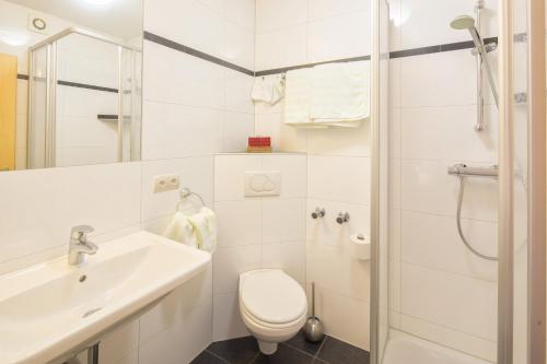 兰施图尔HRC胡椒磨旅馆的浴室配有卫生间、盥洗盆和淋浴。