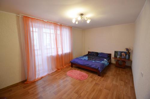 尼古拉耶夫Apartment on Navarynska的一间卧室设有一张床和一个大窗户