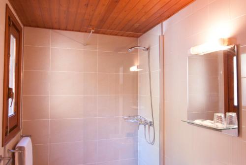 莱斯Ostau dera nheu的带淋浴的浴室和玻璃门