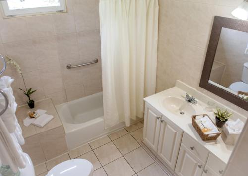 奥拉涅斯塔德阿鲁巴瑟夫赛德码头酒店的一间带水槽、浴缸和卫生间的浴室