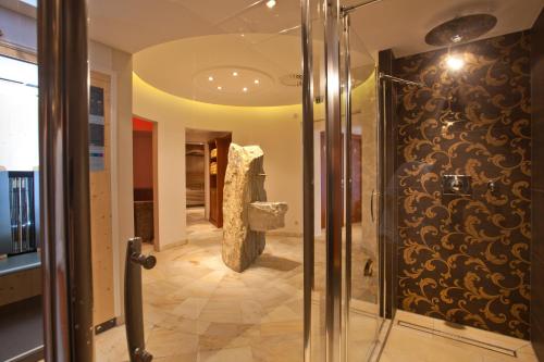 滨湖采尔伯纳酒店的一间带步入式淋浴间和玻璃淋浴间的浴室