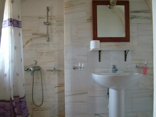 莫奈姆瓦夏利特提斯托旅馆的一间带水槽和淋浴的浴室