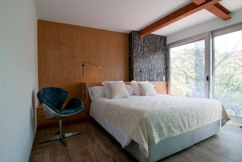 奥尔加尼亚Cal Tonarro的卧室配有床、椅子和窗户。