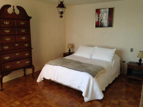 安托法加斯塔格雷西亚大道爱蒙布拉多公寓的一间卧室配有一张床和一个梳妆台
