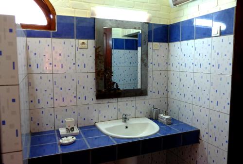 安齐拉贝Eco Lodge Les Chambres Du Voyageur的一间带水槽和镜子的浴室