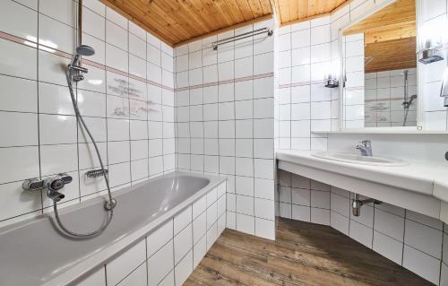 萨尔巴赫Holiday Lodge Fabian的带浴缸和盥洗盆的浴室